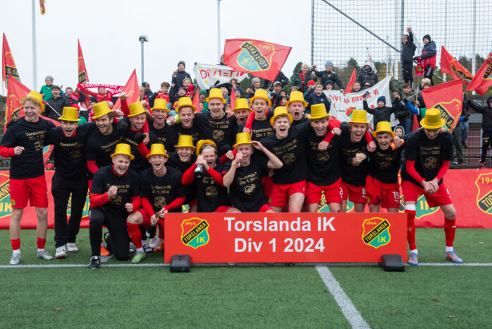 Torslanda IK är klara för Ettan Södra, den tredje högsta divisionen i svensk fotboll, efter en i många stycken perfekt genomförd säsong. Foto Stefan Geijer/@eventfotogbg